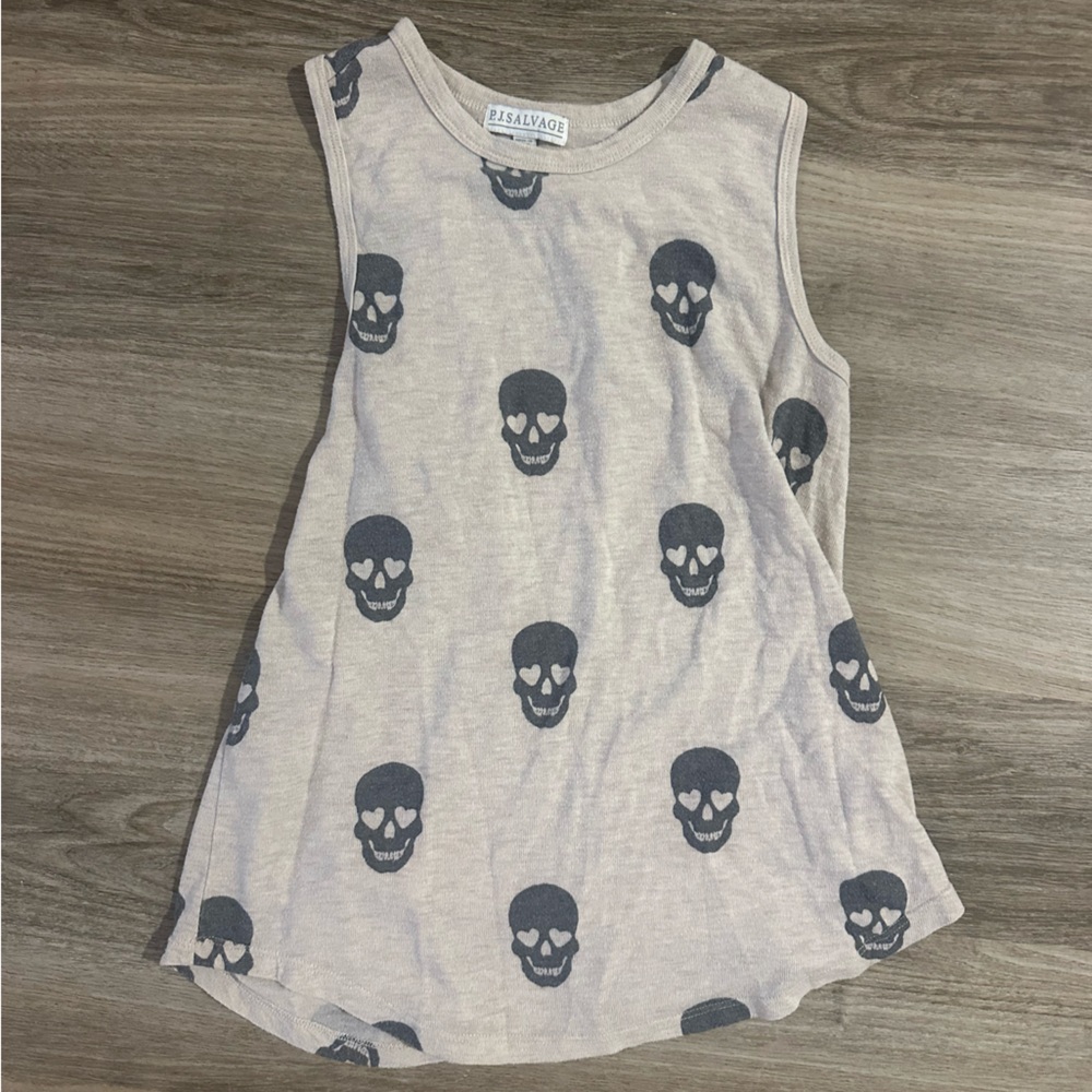 PJ Salvage Gray Skull Kids Tank Top